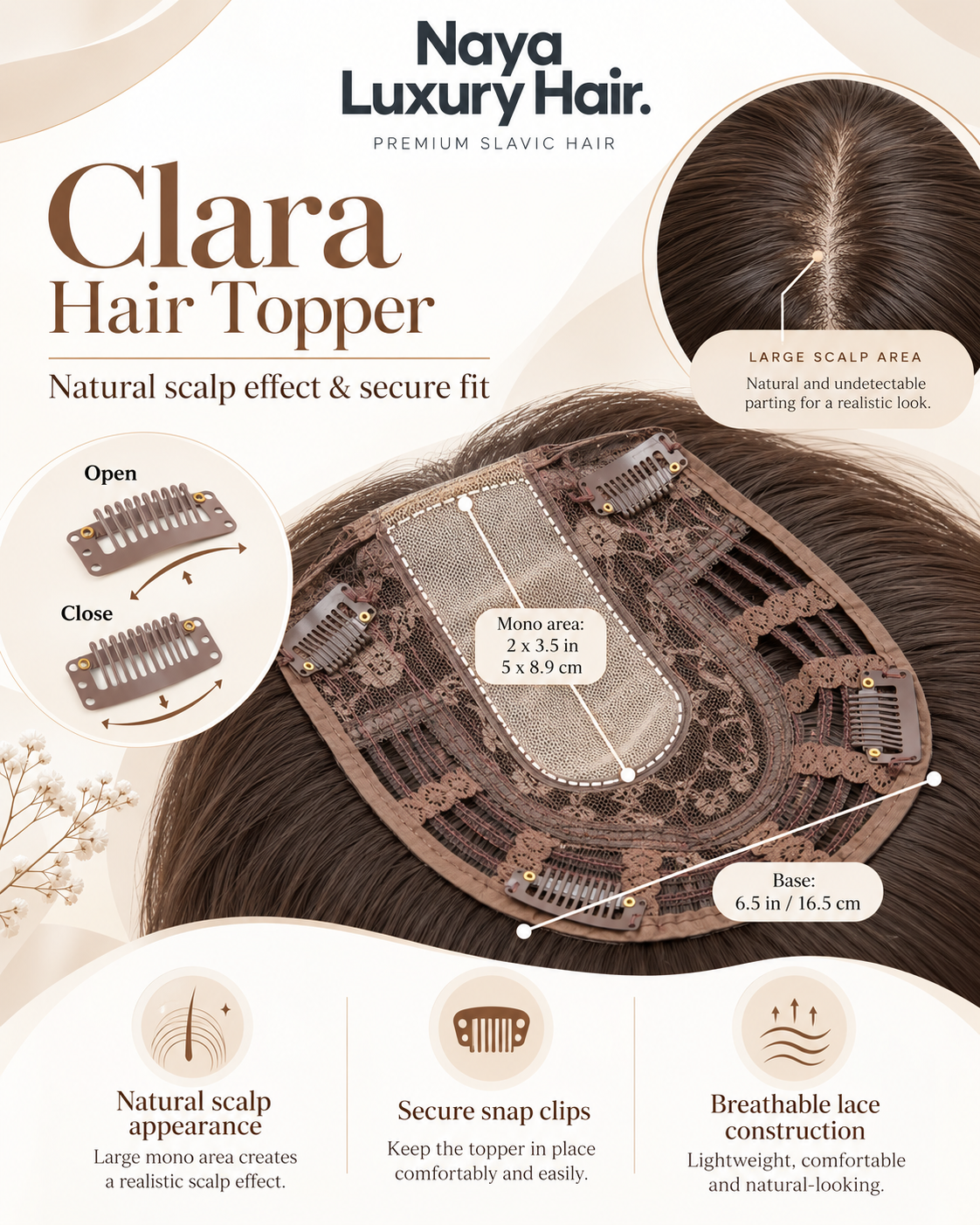 Hair Topper CLARA Premium 22” – Lace Front