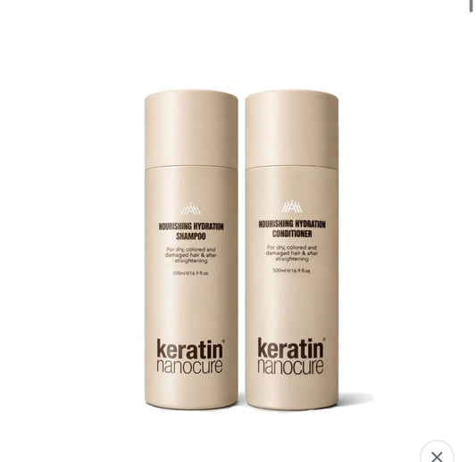 Nanocure Keratin Nourishing Hydration Set (Shampoo 500ml, Conditioner 500ml)