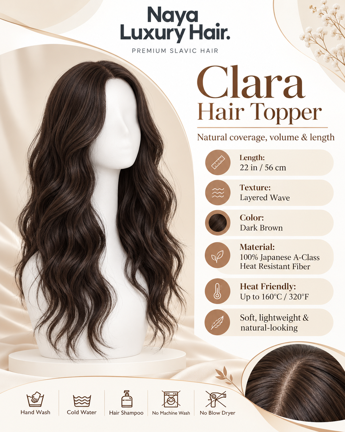 Hair Topper CLARA Premium 22” – Lace Front